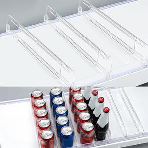 50 Pcs Adjustable Gondola Shelf Drawer Dividers with Front Fence Acrylic Retracting Item Organizer for Shelves Extendable Retail Shelf Divider with Fixed Clips for Store Library, 14" to 24" D