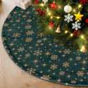 Lanpn Christmas Tree Skirt 30 inch, Velvet Xmas Tree Skirt with Snowflake Winter Christmas Tree Mat for Small Mini Pencil Slim Artificial Trees Winter Home Party Indoor Xmas Decor (Green, 75cm)