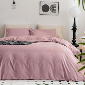 JELLYMONI Cotton Duvet Cover Twin Size - 100% Washed Cotton Linen Feel Textured Comforter Cover, 2 Pieces Breathable Soft Bedding Set with Zipper Closure (Dusty Pink, Twin 68"x90")