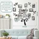 Family Tree Wall Decal Acrylic 3D DIY Mirror Sticker Photo Frames Removable Wall Art Decals Home Decorations for Living Room Bedroom Kitchen Dining Office, 47 x 47 Inch(Black)