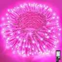 200 LED Pink String Lights, 66ft Pink Christmas Lights Outdoor Waterproof 8 Modes Clear Wire, Connectable Plug in Twinkle Fairy Lights for Bedroom Indoor Wedding Christmas Decorations