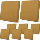 Newwiee 8Pcs Patio Cushion Covers Stretch Outdoor Cushion Cover Replacement for Patio Furniture Sofa Couch Slipcovers, Soft Flexibility Washable Furniture Protector(Waterproof Pure,Tan)