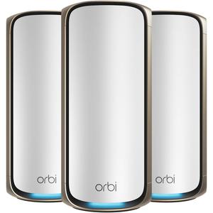NETGEAR Orbi 970 Series Quad-Band WiFi 7 Mesh Network System (RBE973S), Router + 2 Satellite Extenders, Security Features, Up to 27Gbps, Covers Up to 10,000 sq. ft., 200 Devices, 10 Gig Internet Port