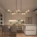 Linear Chandeliers for Dining Room 51" Extra Large Modern Chandeliers Black Linear Chandelier with Amber Swirled Glass 11 Light Rectangle Chandelier Over Table Kitchen Island Living Room