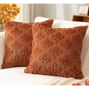 Artscope Maple Leaf Fall Pillow Covers 50 x 50 Set of 2 Decorative Autumn Harvest Holiday Throw Pillow Cases Soft Plush Faux Fur Couch Cushion Case for Farmhouse Sofa Bed Room Home Decor
