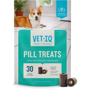VetIQ Pill Treats Advanced Formula for Dogs, Chicken Flavor Soft Chews, Made in the USA, 30 Count, Best By: 10/05/2027