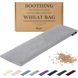 Qomfor Microwave Heating Pad - Large Microwavable Wheat Bag Heat Pack for Neck and Shoulders, Pain Relief, Back Pain, Arthritis, Period Cramps - Reusable Lavender Heating Pad (Dark Grey)