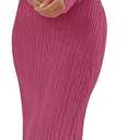 MEROKEETY Women's 2026 Long Sleeve Bodycon Sweater Dress Fall Winter Crew Neck Ribbed Knit Maxi Dresses (L, Rose)