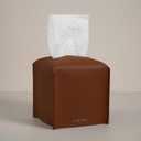 OLETHA Square Tissue Box Cover - Aesthetic Desk Decor for Room, Home & Office - Tissues Cube Boxes Holder - Brown