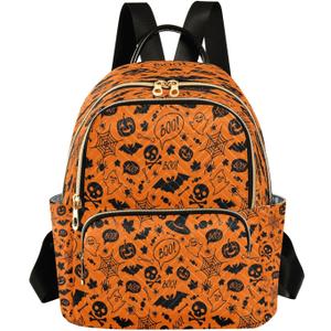 ALAZA Halloween Orange Festive Women Backpack Purse Ladies Fashion Shoulder Bag Daypack Travel Bag 7.5L (Small, Multicolor49)