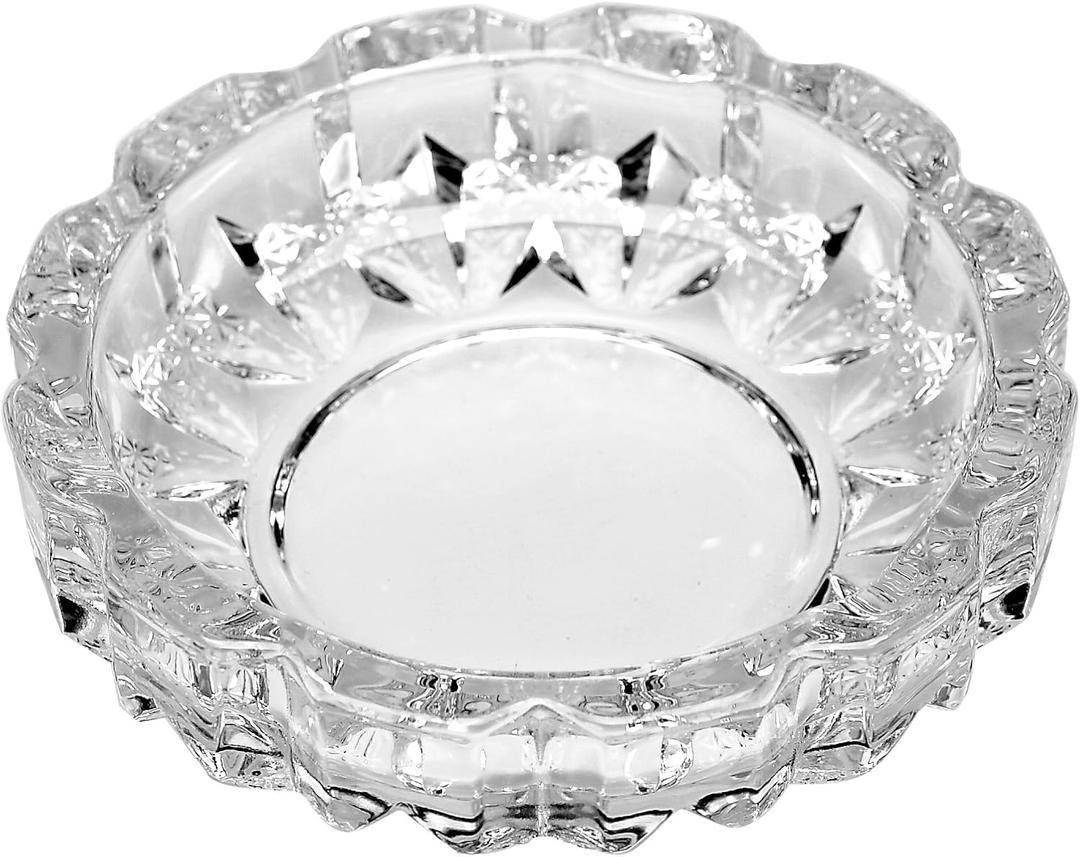 Deli Green Apple Crystal Heavy Glass Ashtray for Indoor and Outdoor Decorative (Round)