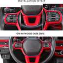 Steering Wheel Cover Trims for Honda Civic 2022-2025, for CRV CR-V 2023 2024 2025 Accessories Car Sporty Interior Decal (Red)