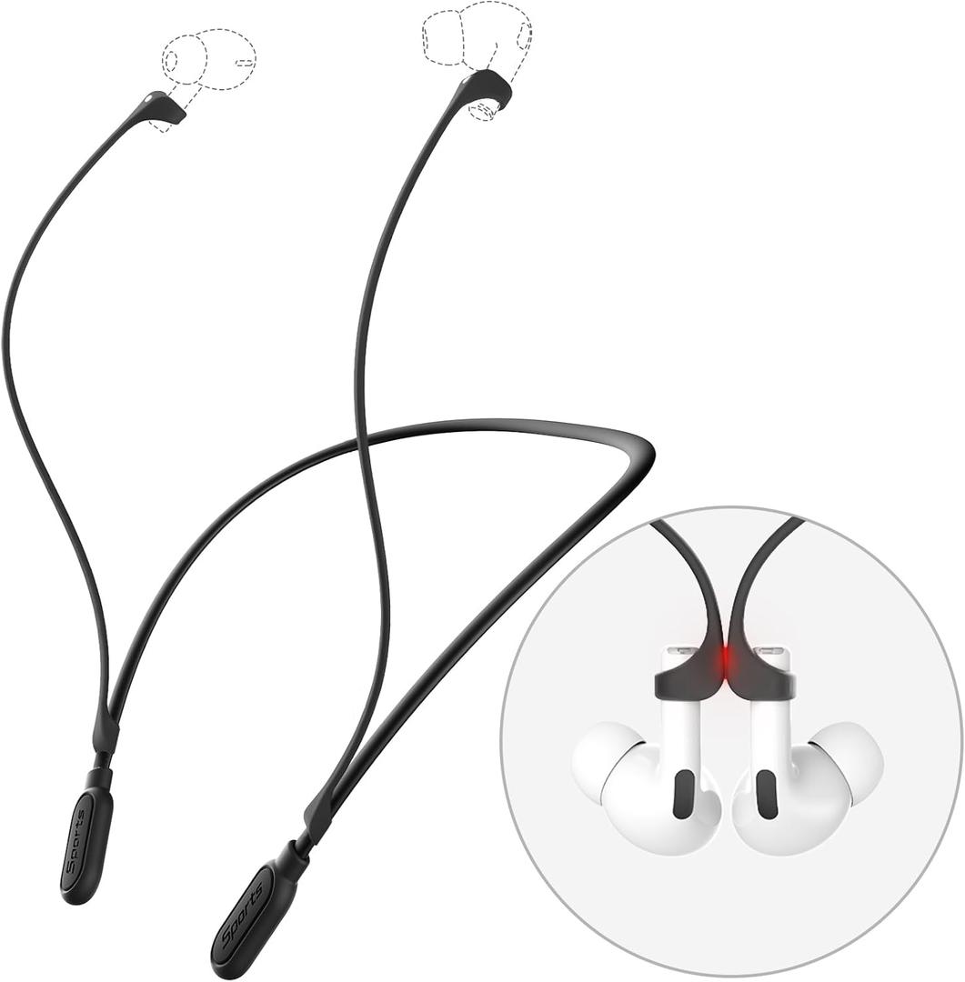 Ultra Strong Magnetic Compatible Airpod Pro Strap Anti-Lost Cord Sports Lanyard Compatible with Airpods 4 3 2 1 Pro 3 2 1, Black