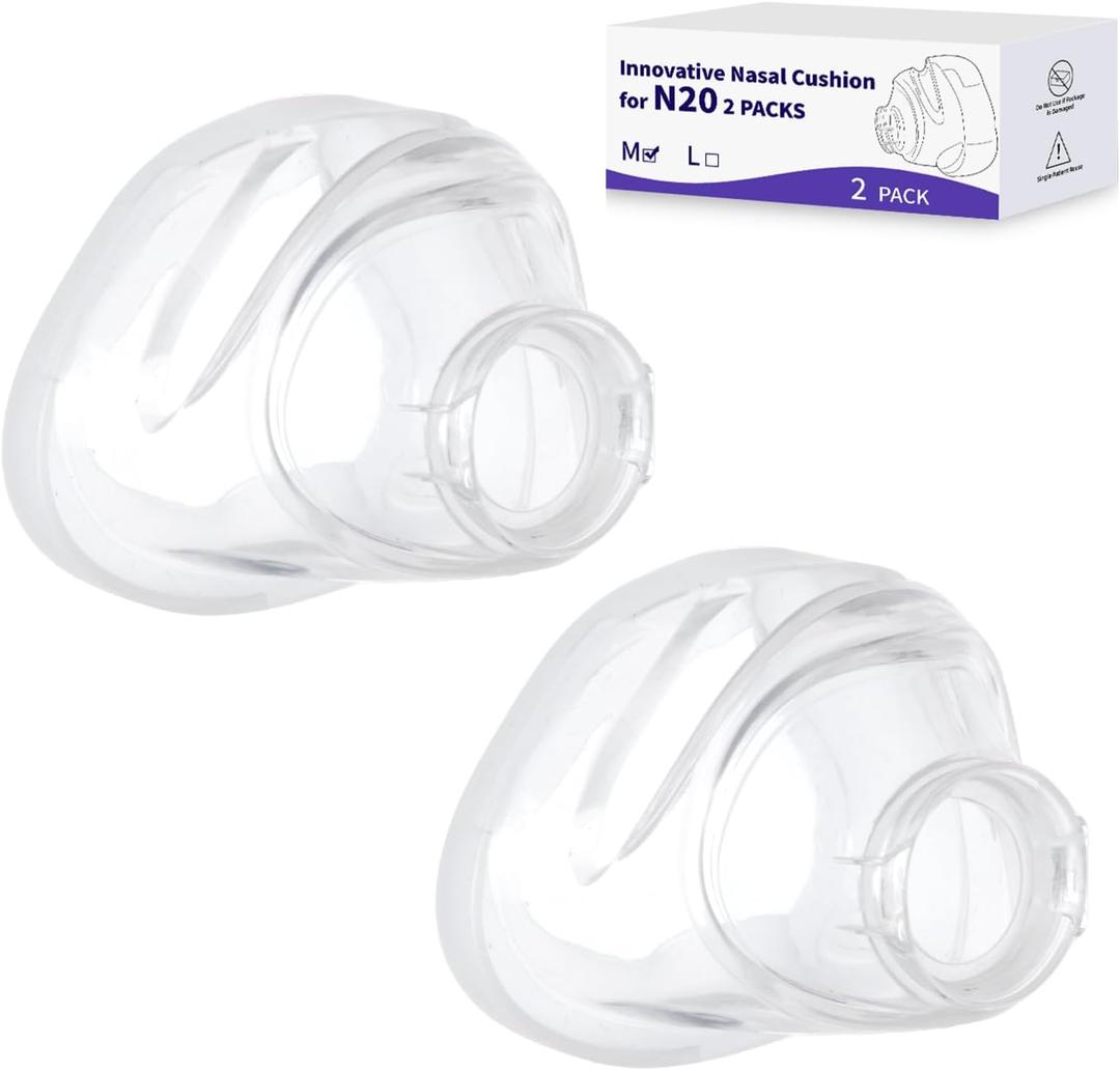 Replacement Nasal Cushion for ResMed AirFit N20, Compatible with Original Airfit N20 Frame, Reliable Seal & Perfect Fit Replacement Mask Cushion, Covers Nose, 2-Pack, Medium