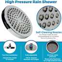 High Pressure Shower Head - Anti-Clogging Silicone Nozzles - 2.5 GPM Removable Restrictor - Easy to Clean Adjustable Replacement - easy to install with Plumbers Tape - 6 inch - Classic Chrome Finishh