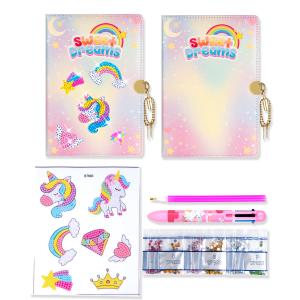 CAGIE Diary with Lock and Key for Girls, Decorate Your Own Diary with Diamonds Kits for Girls Age 6 7 8 9 10, White Journal Arts and Crafts for Kids Ages 6-8, Birthday Christmas Gifts