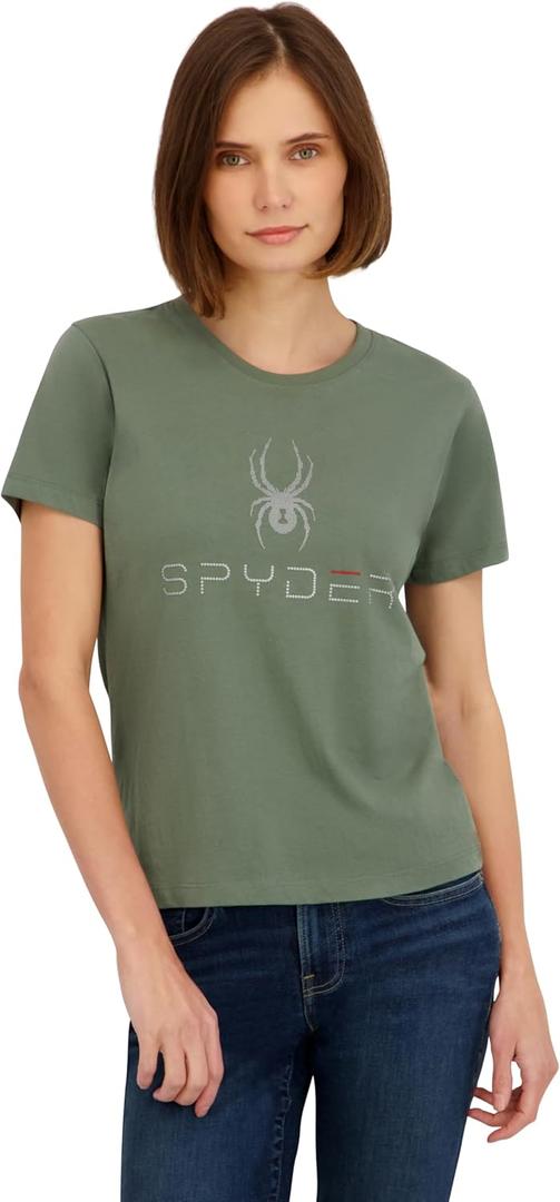 Spyder Womens Core Classic Logo Graphic Short Sleeve Tee T-Shirt (Small, Agave) L
