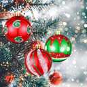 Hungdao 30 Pcs 2.36 Inches Shatterproof Christmas Tree Ball Ornaments Set, Plastic Red Green White Elf Glittering Xmas Hanging Bulbs Pendants for Christmas Tree Decoration Holiday Party Home Decor