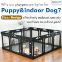 Clear Acrylic Dog Playpen Indoor, Expandable Size & Flexible Shape, Ideal for Small & Toy Dogs, Black