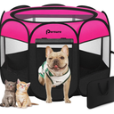 Dog Cat Playpen Indoor Outdoor for Puppy Pet Dogs Cat Travel, Dog Enclosure Tent Crates Cage for Recovery After Surgery, Portable Pop Up Dogs Kennel with Carrying Case (Rosy, Large)
