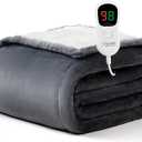 Homemate Electric Heated Blanket Full Size - 72"x84" Heating Blanket Full Size 1/2/4/6/8 Hours Auto-Off 10 Heat Level Over-Heat Protection Flannel Sherpa ETL Certification