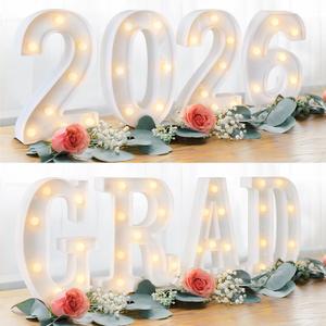 Graduation Decorations 2025 - 8 Light Up LED Marquee Letters "GRAD 2025" - Class of 2025 Ornaments Sign for Kindergarten Middle School Centerpiece Party Decorations