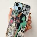 Halloween Aesthetic Case Compatible with iPhone 15 Plus, Spooky Horror Halloween Phone Case for iPhone 15 Plus, Cool TPU Protective Phone Case Cover