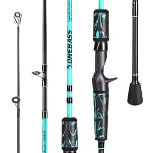 One Bass Spinning Rod & Casting Rod, High Performance IM6 Graphite Fishing Pole for Bass Fishing, 2- Piece Desgin for Travel- Casting- 6'6"