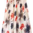 Kingfancy Women's Pleated Skirt Chiffon Elastic Waist A-Line Midi Length Skirt X-LARGE