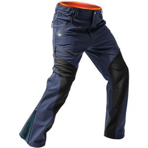 Moosehill Men's Snow Ski Pants Water Resistance Fleece Lined Softshell for Winter Outdoor with Zippered Bottom Legs (34W x 32L, Navy)