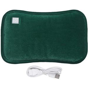 Rechargeable Hot Water Bottle Portable Electric USB Hot Water Bag with Plush Cover Winter Hand & Feet Warmer Hot Water Pouch for Menstrual Cramps or Muscle Aches & Back Pains Xmas Gifts (Green)