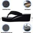 MALIDA Womens Wedge Arch Support Flip Flops Cushion Soft Rubber Midsole Platform Thong Sandals with Rubber Sole (Black)