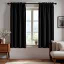Deconovo Blackout Curtains, Thermal Insulated Rod Pocket Window Drapes, Noise Reducing, Oeko-TEX Certified, Room Darkening Curtains for Bedroom/Living Room, 2 Panels, Black, 42W x 63L
