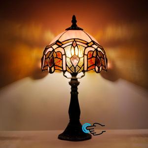 LJuicwe Tiffany Lamp Touch Control Table Lamp Pink Jewelry Stained Glass Desk Lamp 8X8X14.5 Inches Reading Light