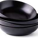 AmorArc 8.5 Inch Stoneware Pasta Bowls, 32oz Large Bowls Set of 4 for Kitchen, Wide Bowls for Pasta,Salad,Oatmeal, Microwave&Dishwasher Safe, Matte Black