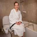 Eagle Health Supplies Sliding Shower Chair Tub Transfer Bench with Swivel Seat, FSA/HSA Eligible, Height Adjustable Shower Benches for Inside Shower, for Elderly and Disabled, Extra Long, 77692