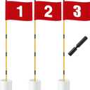 Golf Flag Stick 6ft, 3 Set Putting Green Flags with Hole Cup & Flagstick, Numbered Pin Flags for Backyard Yard Driving Range Chipping Green, Practice Accessories Gift for Men(Red)