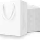 White Gift Bags With Handles: 8x5x10 Inch 50pcs Medium Paper Gags Bulk For Birthday Wedding Party Shopping(Medium, 50)
