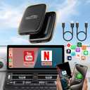 2025 Upgraded Wireless Carplay and Android Auto Dongle Support Netflix /YouTube, CarPlay Ai Box with USBA-C and USBC-C Cable for iPhone Android, Convert Wired to Wireless Car Play Stream to Your Car