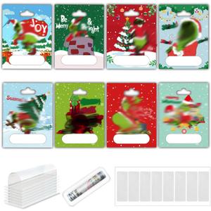 Christmas Money Holder Cards 8 Pack, Christmas Money Holder Ornaments for Gifting Cash, Holiday Gifting Money Cards for Kids, Funny Xmas Cash Gift Ideas, Merry Grinchmas Tree Hanging Ornaments Decor
