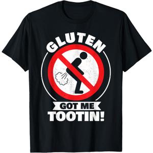 Gluten Tootin Funny Gluten Free Joke design | Gluten Jokes T-Shirt (Small, Black)