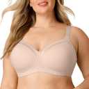 Playtex Women's Wireless Balconette Bra, Full-Coverage Bras for Women, Support, Moisture Wicking (Plus (36D, Almond)