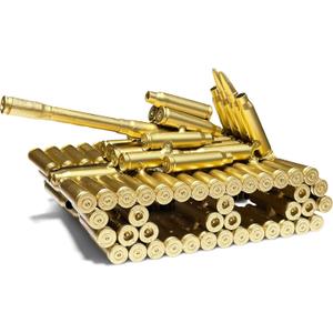 Bullet Shell Military Vehicle Sculptures - Handmade Tank, Airplane, Warship Metal Art Decor for Home, Office, Study Room for Men, Veterans (Tank Model)