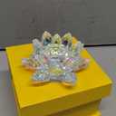 OwnMy Crystal Lotus Flower Tea Light Holder Lotus Petals Votive Candle Holder Candle Lamp, Crystal Flower Tealight Candle Stand for Wedding Table Centerpieces Home Decors (AB Color)