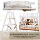 Wooden 3 Tier Swing Cupcake Stand with Serving Platter Foldable Ladder Stand Dessert Display Snack Fruit Cake Bread Centerpieces for Party, Birthday, Wedding, Baby Shower(Rustic White)