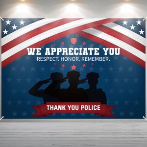 3 x Large Police Party Decorations Police Appreciation Banner Backdrop 7 x 5 ft Thank You Gifts Policeman Retirement Birthday Graduation Party Decorations