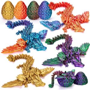 TBOLINE 4PCS 3D Printed Dragon Egg, Christmas Stocking Stuffers for Kids, Articulated Crystal Animals Fidget Toy, Small 3D Printer Dinosaur Eggs Party Favors Toy for Kids Boy Girls 5-7 8-12