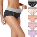 POKARLA Womens Cotton Underwear High Waist Full Coverage Briefs Soft Breathable Postpartum Panties Stretch Underpants (X-Large, Multicolored-5pack)