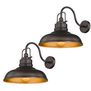 zeyu 2 Pack Gooseneck Barn Lights Outdoor, Outdoor Wall Sconces for Porch Patio, 18" Farmhouse barn Lights in Oil Rubbed Bronze Finish, 016-1BL-2 ORB, Large