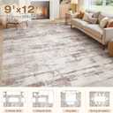 kakania 9x12 Washable Area Rug - Abstract Soft Non-Slip Modern Low-Pile Carpet for Living Room Bedroom Office Dorm, Kid Pet Safe Robot Vacuum Friendly - Light Brown